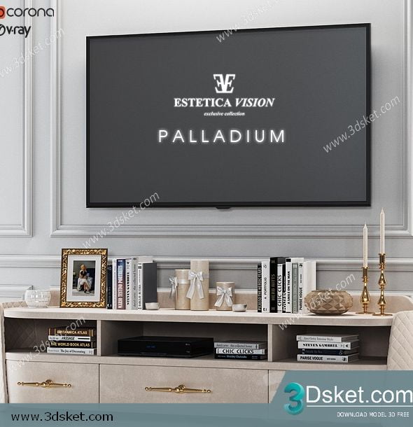 3D TV Cabinets Model 049 Free Download - Tủ Tivi