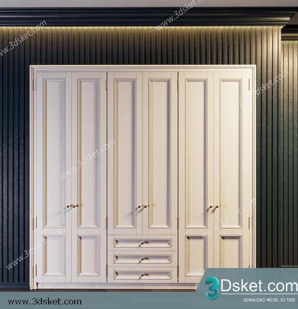 3D Wardrobe Model 051 Free Download - Tủ quần áo