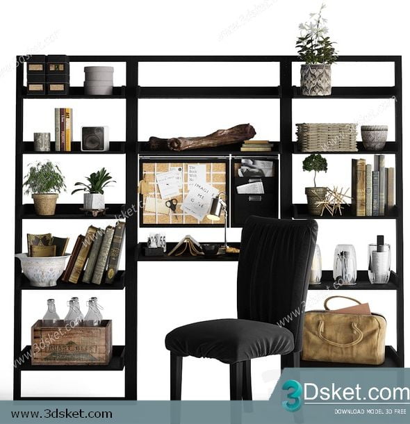 3D Display Cabinets Model 128 Free Download - Tủ trang trí