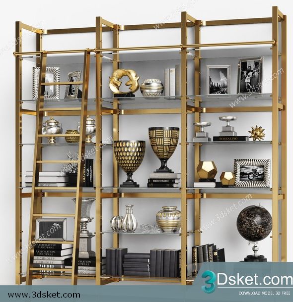 3D Display Cabinets Model 129 Free Download - Tủ trang trí