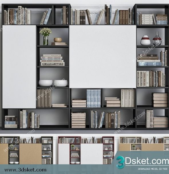 3D Display Cabinets Model 132 Free Download - Giá sách