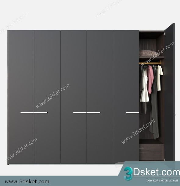 3D Wardrobe Model 054 Free Download - Tủ quần áo