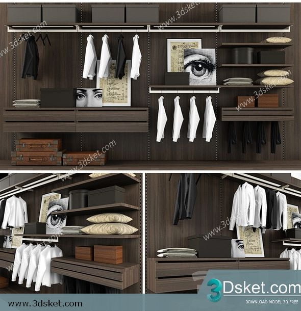 3D Wardrobe Model 055 Free Download - Tủ quần áo