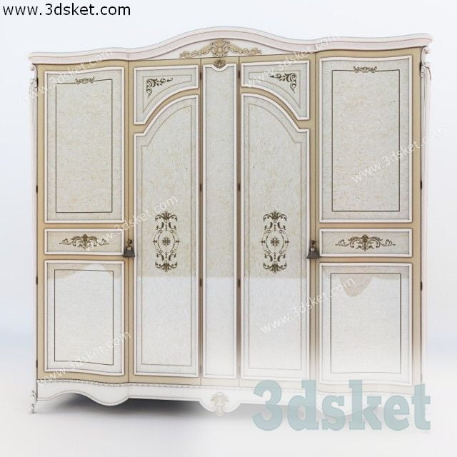 3D Wardrobe Model 001 Free Download - Tủ quần áo