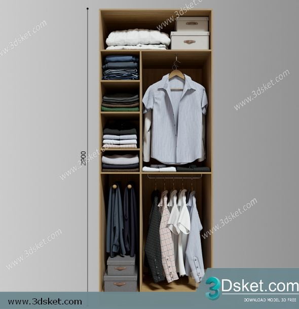 3D Wardrobe Model 005 Free Download - Tủ quần áo