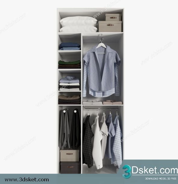 3D Wardrobe Model 006 Free Download - Tủ quần áo