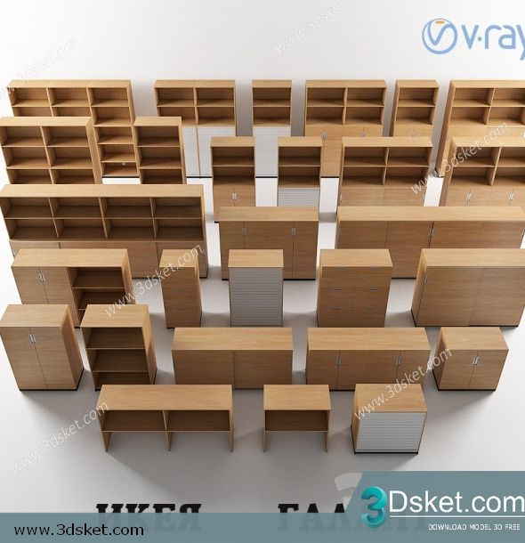 3D Display Cabinets Model 038 Free Download - Tủ trang trí