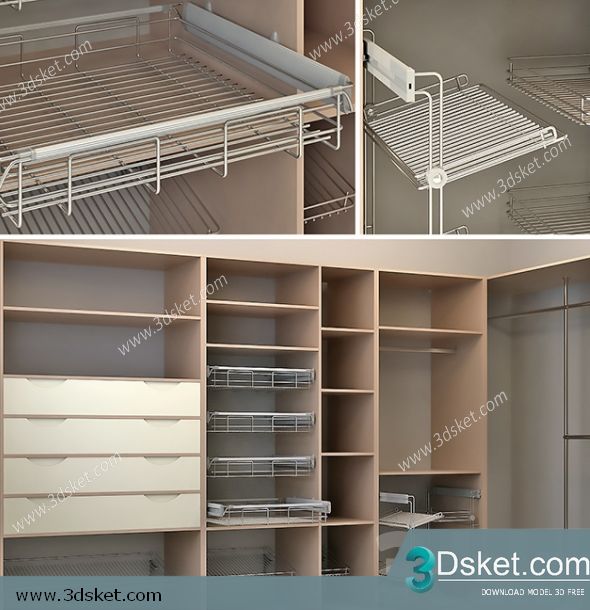 3D Wardrobe Model 007 Free Download - Tủ quần áo