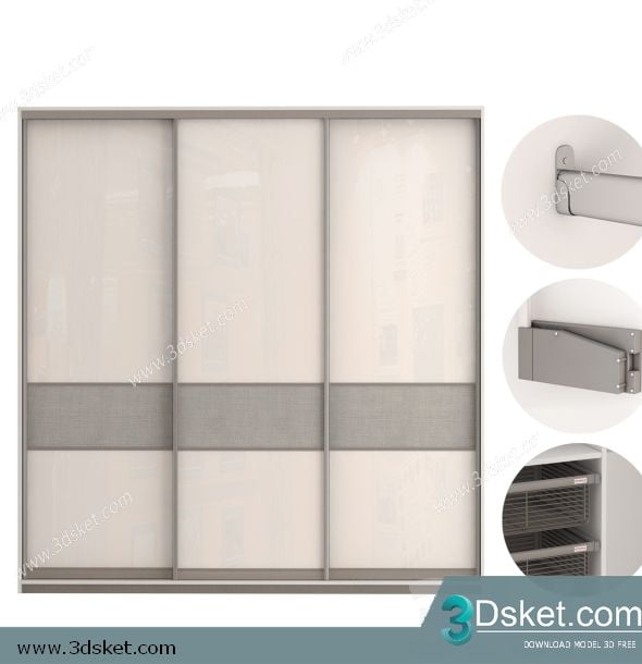 3D Wardrobe Model 008 Free Download - Tủ quần áo