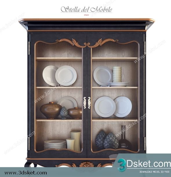 3D Display Cabinets Model 046 Free Download - Tủ trang trí