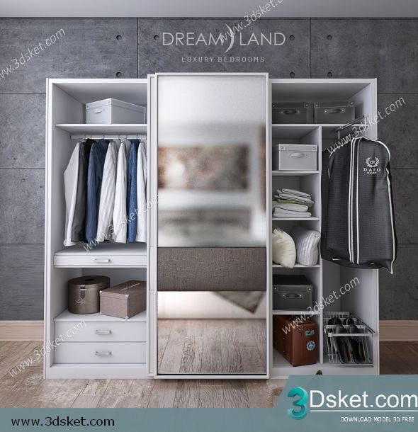 3D Wardrobe Model 011 Free Download - Tủ quần áo