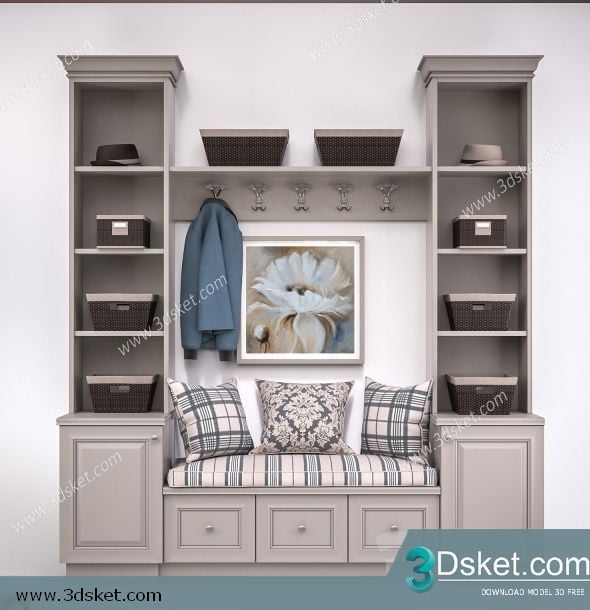 3D Display Cabinets Model 052 Free Download - Tủ trang trí