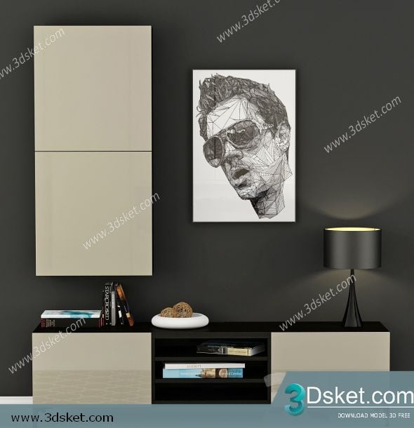 3D TV Cabinets Model 009 Free Download - Tủ Tivi