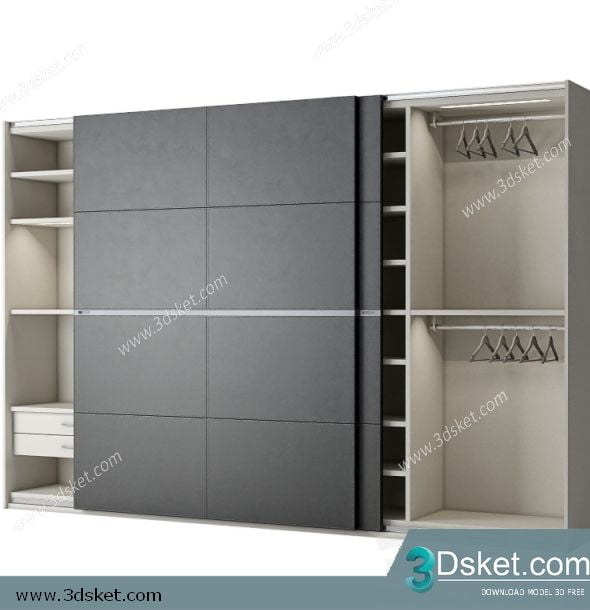 3D Wardrobe Model 014 Free Download - Tủ quần áo