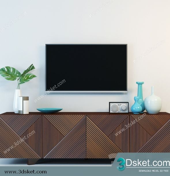 3D TV Cabinets Model 011 Free Download - Tủ Tivi