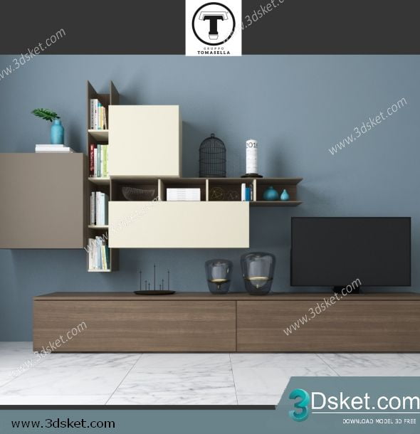 3D TV Cabinets Model 013 Free Download - Tủ Tivi