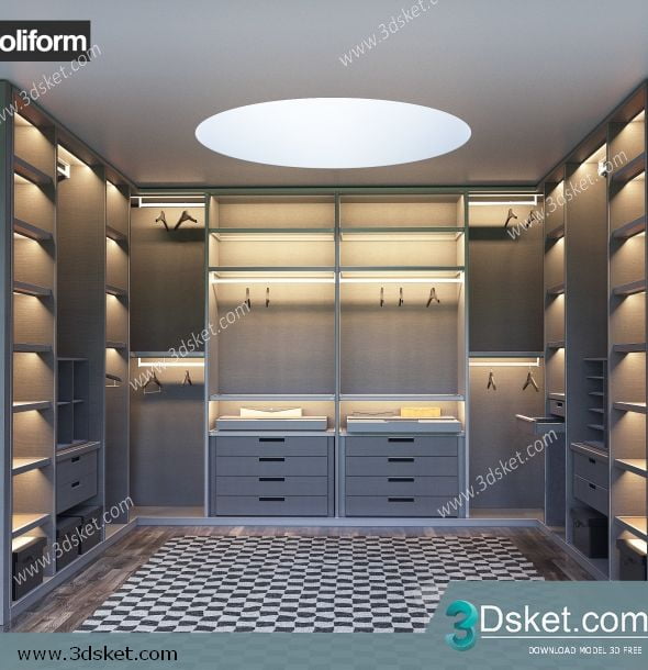 3D Wardrobe Model 015 Free Download - Tủ quần áo