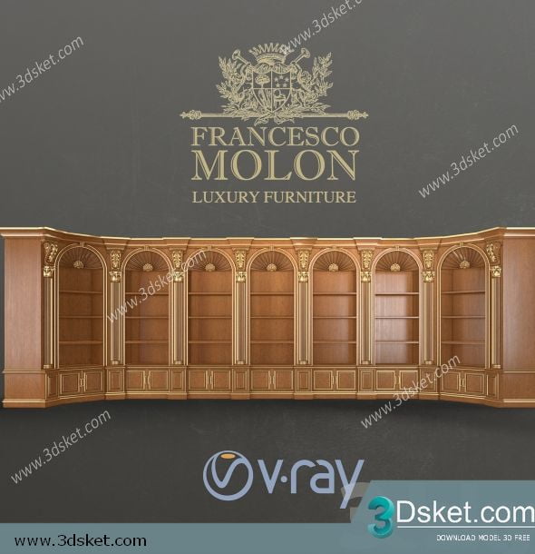 3D Display Cabinets Model 061 Free Download - Tủ trang trí