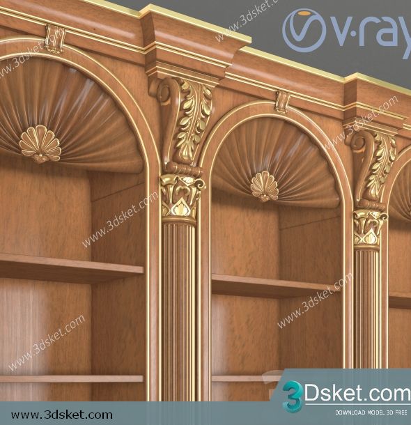 3D Display Cabinets Model 061 Free Download - Tủ trang trí