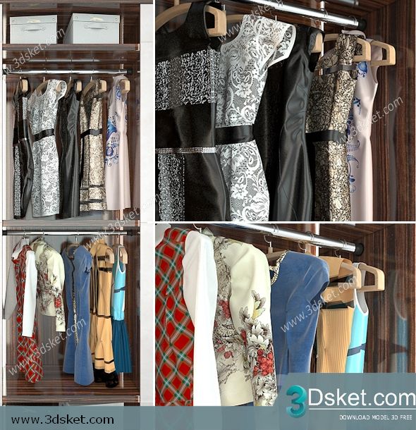 3D Wardrobe Model 017 Free Download - Tủ quần áo