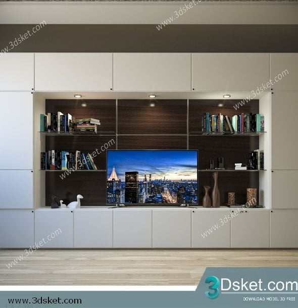3D TV Cabinets Model 015 Free Download - Tủ Tivi