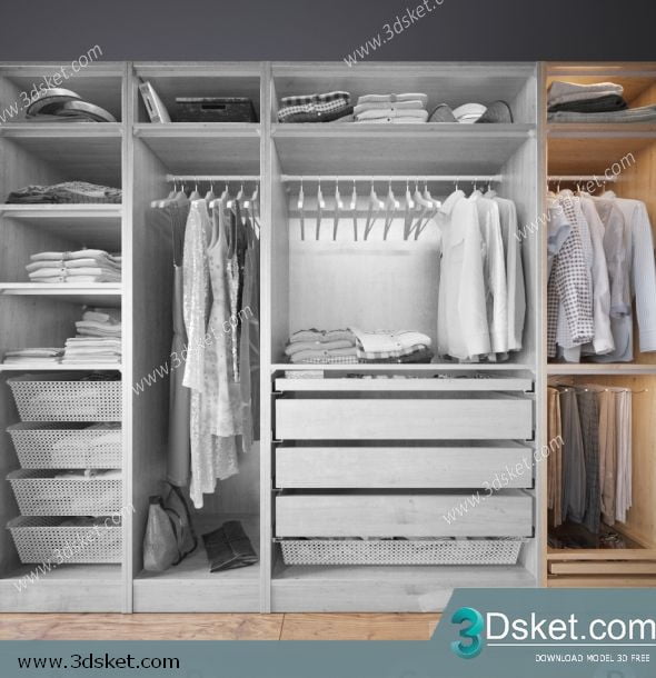 3D Wardrobe Model 019 Free Download - Tủ quần áo