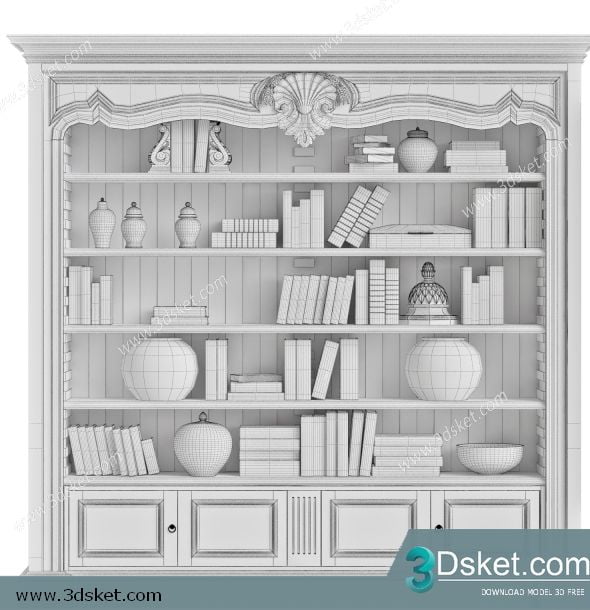 3D Display Cabinets Model 064 Free Download - Giá sách