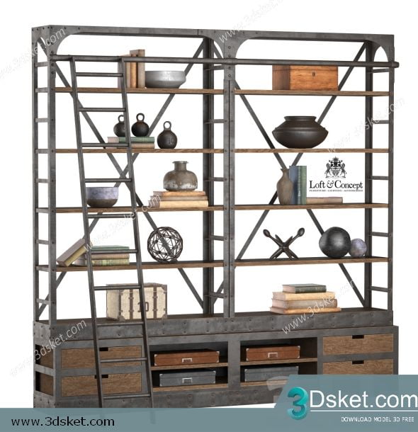 3D Display Cabinets Model 069 Free Download - Tủ trang trí