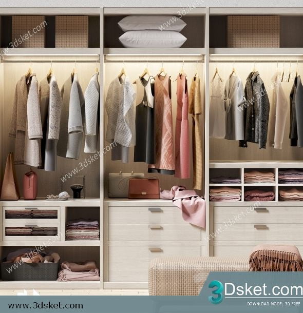 3D Wardrobe Model 021 Free Download - Tủ quần áo