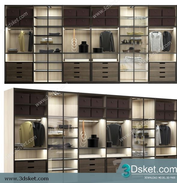 3D Wardrobe Model 022 Free Download - Tủ quần áo