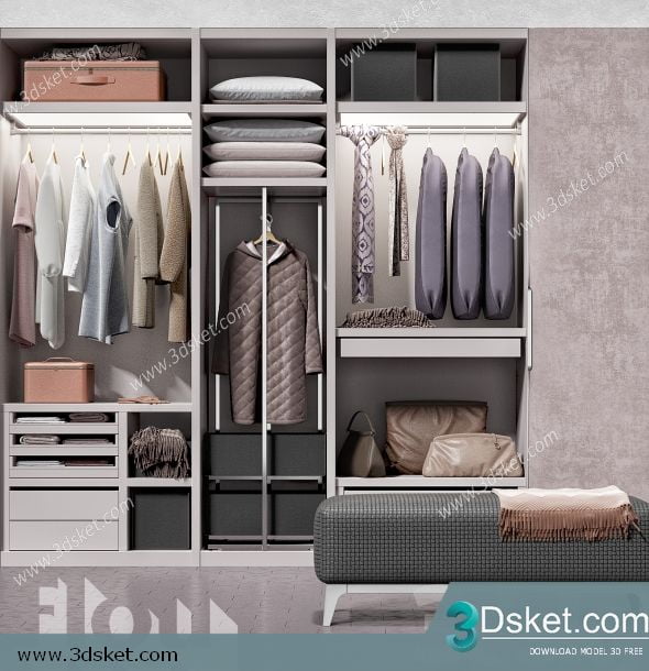 3D Wardrobe Model 023 Free Download - Tủ quần áo