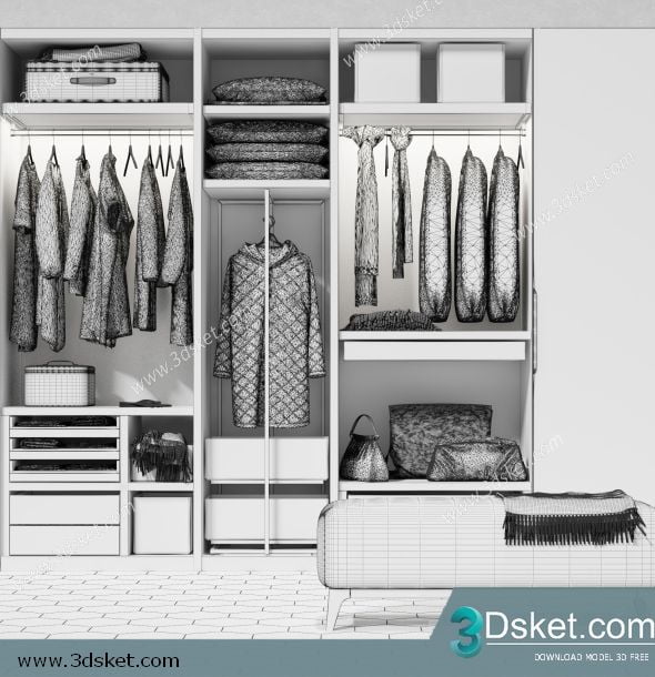3D Wardrobe Model 023 Free Download - Tủ quần áo