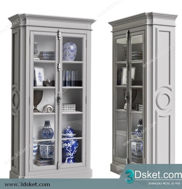 3D Display Cabinets Model 072 Free Download - Tủ trang trí