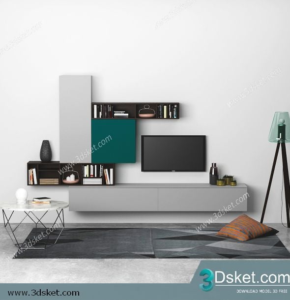 3D TV Cabinets Model 018 Free Download - Tủ Tivi