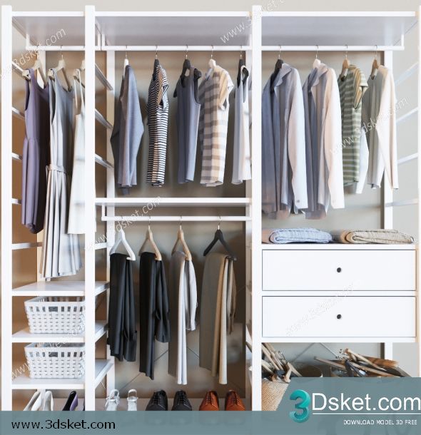 3D Wardrobe Model 025 Free Download - Tủ quần áo