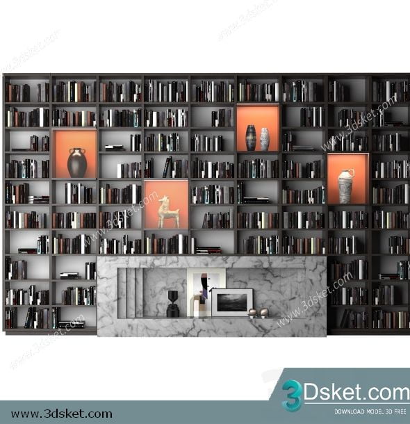 3D Display Cabinets Model 073 Free Download - Giá sách