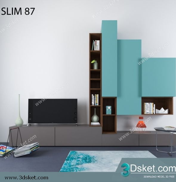 3D TV Cabinets Model 020 Free Download - Tủ Tivi
