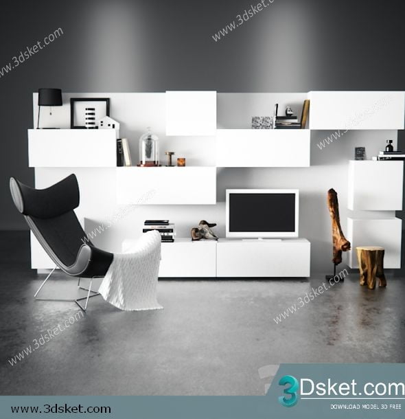 3D TV Cabinets Model 021 Free Download - Tủ Tivi