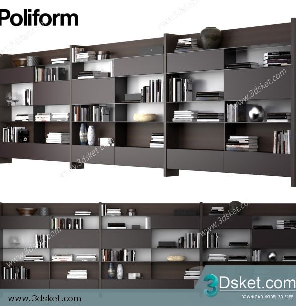 3D Display Cabinets Model 074 Free Download - Giá sách