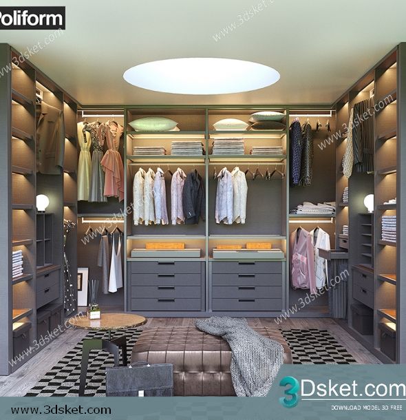 3D Wardrobe Model 027 Free Download - Tủ quần áo