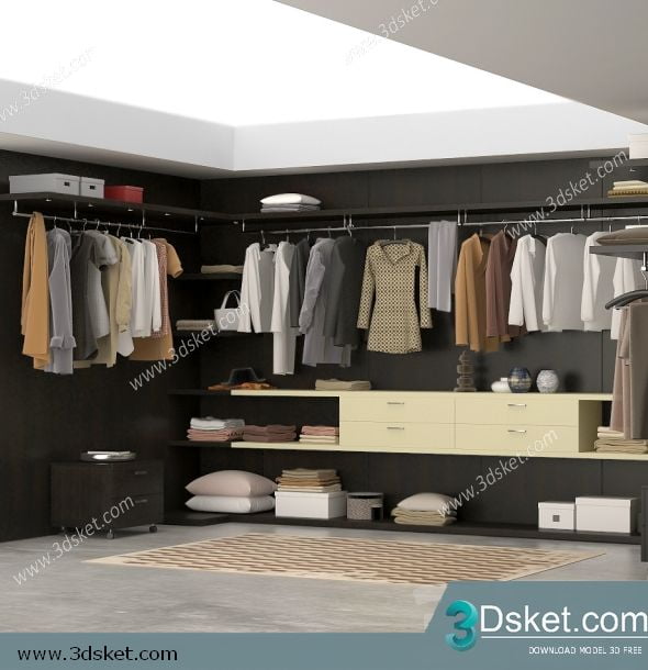 3D Wardrobe Model 028 Free Download - Tủ quần áo