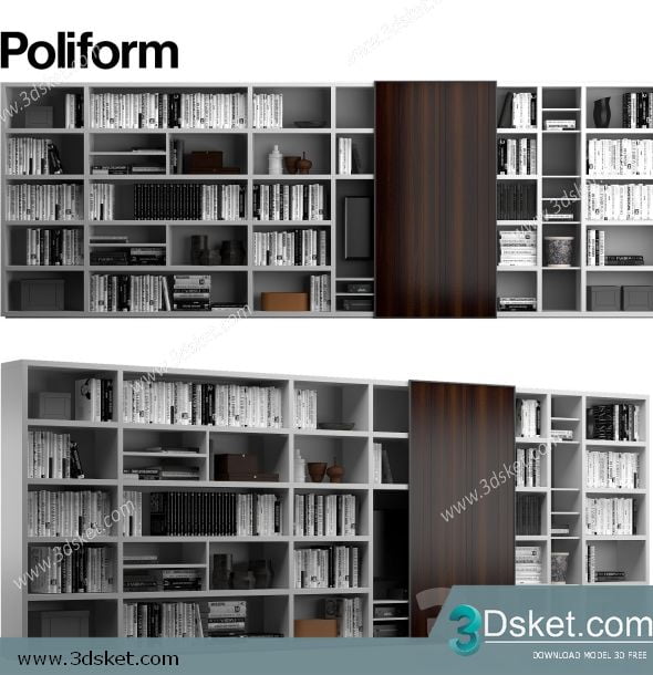 3D Display Cabinets Model 077 Free Download - Giá sách