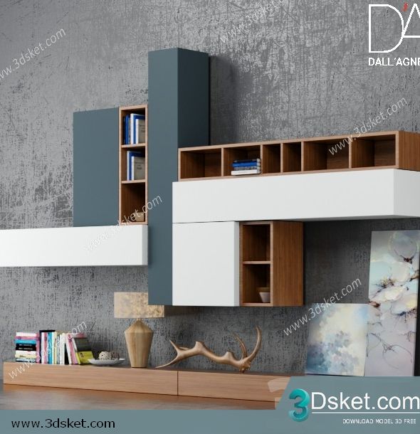 3D Display Cabinets Model 079 Free Download - Tủ trang trí