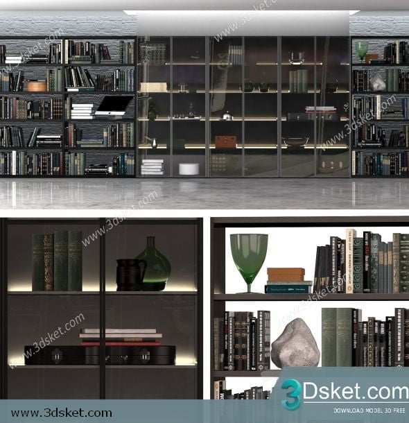 3D Display Cabinets Model 080 Free Download - Giá sách