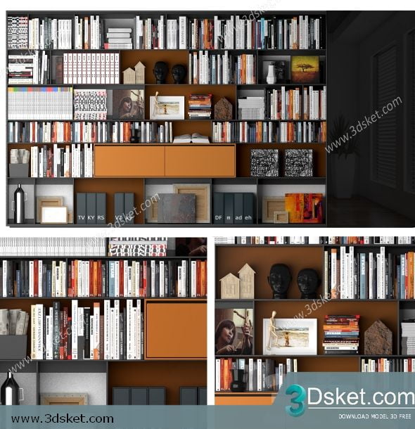 3D Display Cabinets Model 081 Free Download - Giá sách