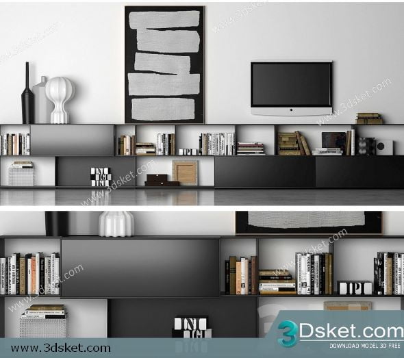 3D Display Cabinets Model 082 Free Download - Giá sách