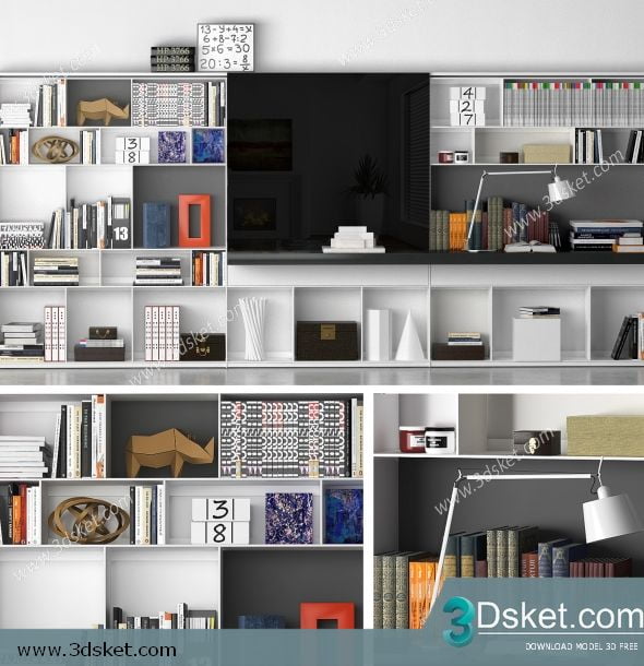 3D Display Cabinets Model 084 Free Download - Giá sách