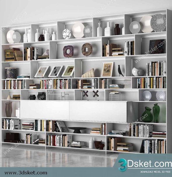 3D Display Cabinets Model 085 Free Download - Giá sách