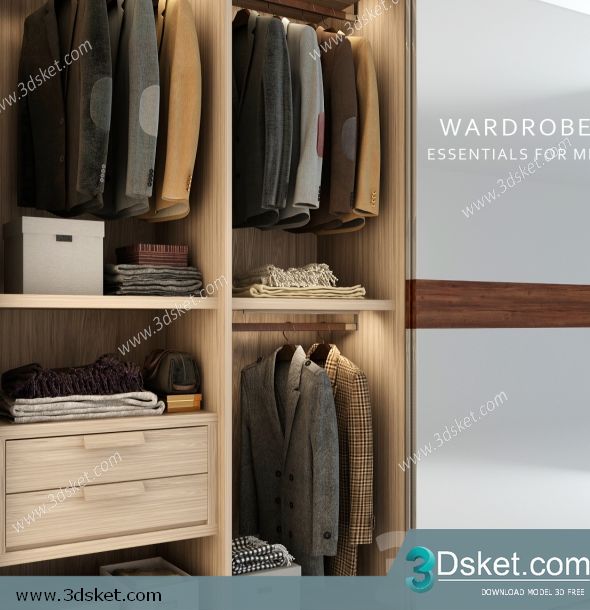 3D Wardrobe Model 034 Free Download - Tủ quần áo