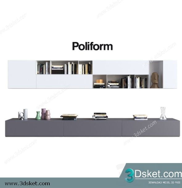 3D Display Cabinets Model 136 Free Download - Giá sách